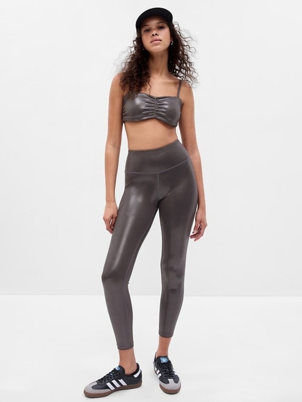 NWOT - GapFit Sky High Rise Power Shine Leggings in Gunmetal Grey - Size L